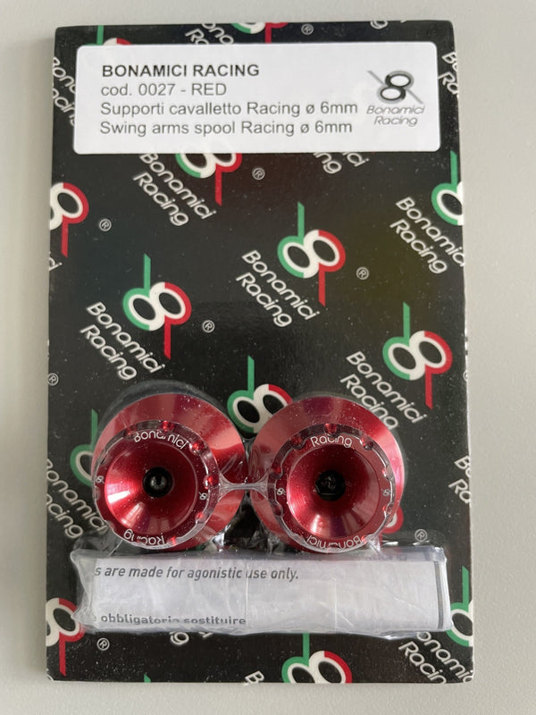 Bonamici Racing 6mm Aluminium Swing Arm Spools (Racing) (Colour: Red)