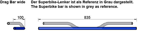 LSL 22.2mm Aluminium Wide Drag Bar Handlebars [Colour: Black]