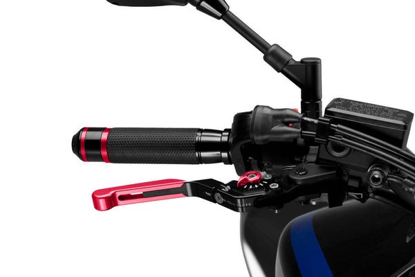 Puig Brake Lever 3.0 (Foldable Extendable, Red Extendable, Black Lever, Red Adjuster)