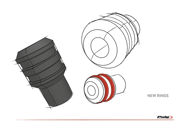 Rubber Ring Set For Puig Vintage Frame Sliders (Red)