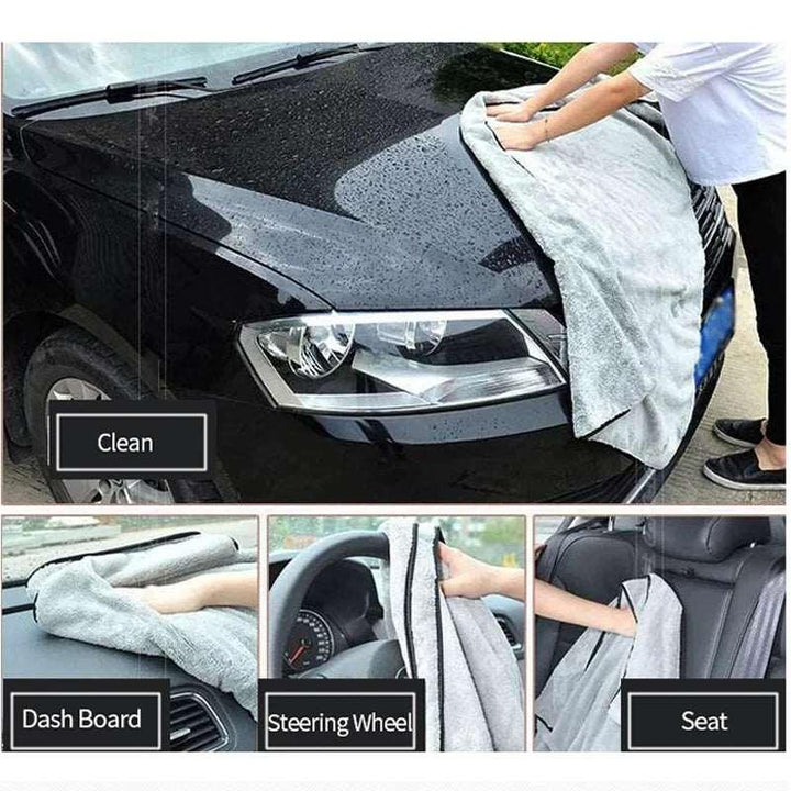Ultra-Absorbent Microfiber Towel for Car Washing - 100x40cm, 75x35cm & 60x40cm, Fast Drying & Extra Soft