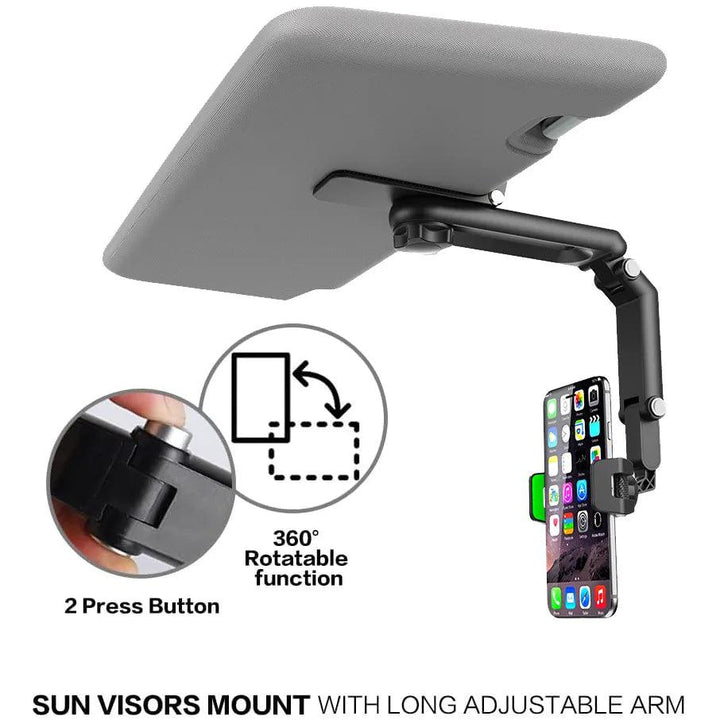 Phone Sun Visor Mount with 360° Rotation for Mobile Phones - DriftnDrive