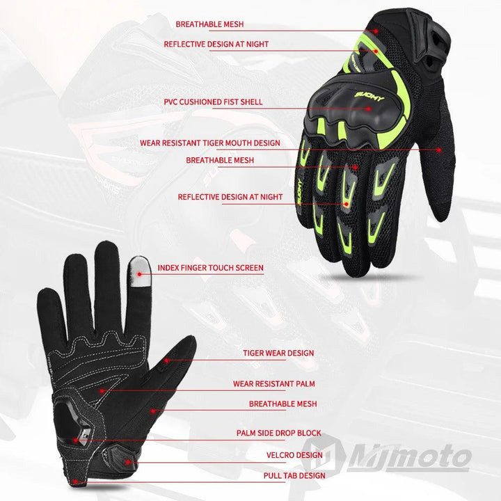 Suomy Mesh Moto Gloves - Summer, Touchscreen, Breathable - DriftnDrive