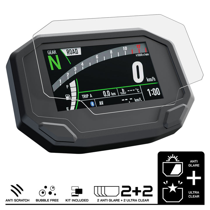 Speedo Angels Dashboard Screen Protector For Various Kawasaki Models - 2 x Ultra Clear And 2 x Anti Glare