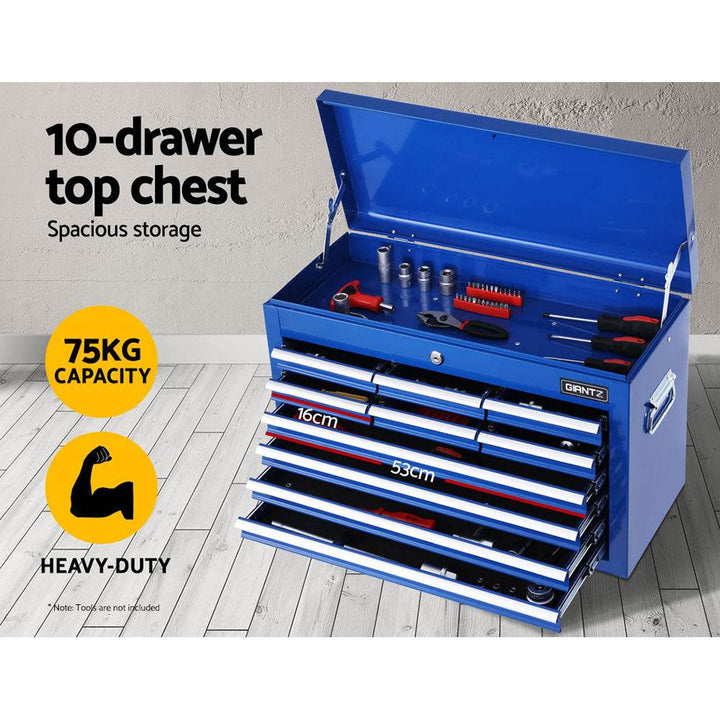 Giantz 17 Drawer Tool Chest & Trolley Cabinet – Steel Garage Toolbox with Wheels (Blue) - DriftnDrive