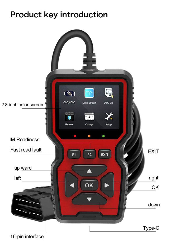 Black and Red OBD2 Scanner Car Diagnostic Tool - Engine Fault Code Reader - DriftnDrive