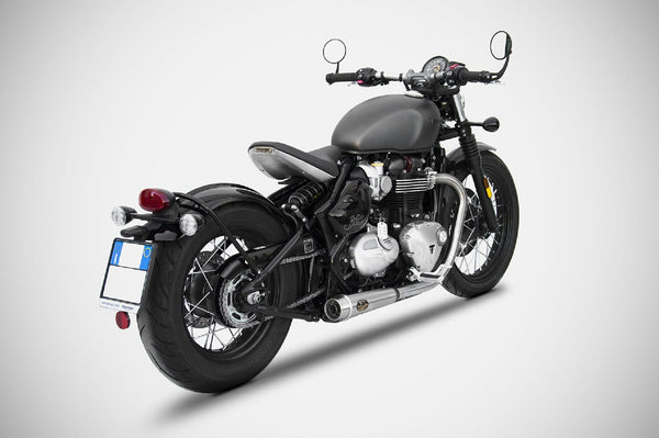 Zard Stainless Steel Slip-On Exhaust For Triumph Bobber 1200 (2017 - 2020) - Street Version, Black
